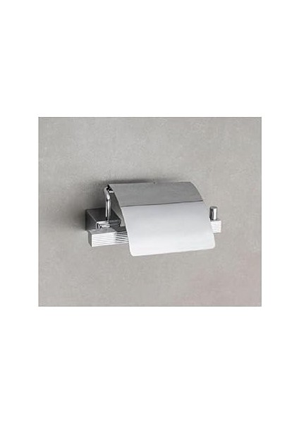 System Vector Kapaklı Tuvalet Kağıtlığı Krom Renk 75X91X170 mm