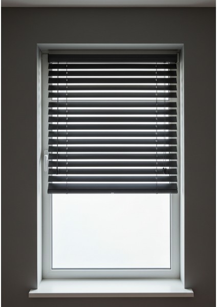 Gri Truwood Serisi (TRU125) Ahşap Jaluzi Perde Antrasit Gri Renk 50 mm modelleri