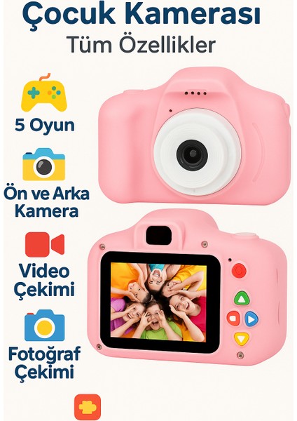 Çocuklar Için Çift Kameralı Renkli Dijital Fotoğraf Makinesi – Video, Oyun ve Fotoğraf Özellikli