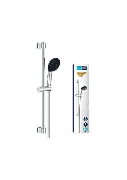 Vitalio Start 110 Sürgülü Duş Seti, 110MM Yuvarlak 1 Akışlı El Duşu, 600MM Sürgülü Ray, 1750M