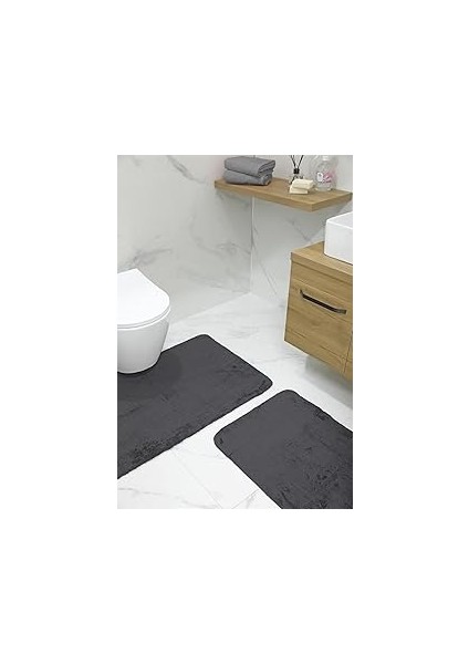 Favora 2li Kaydırmaz Banyo Paspası Antrasit