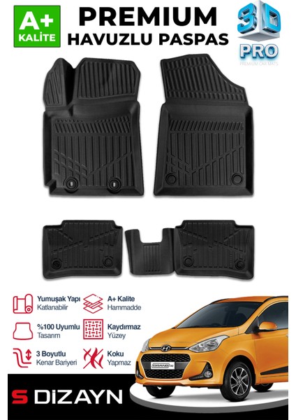 Hyundai I10 3D Pro Havuzlu Paspas 2019 Üzeri A+ Kalite