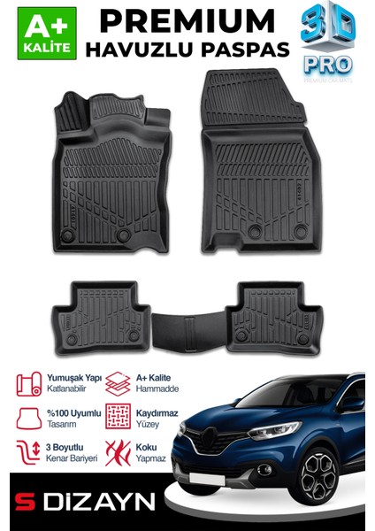 Renault Kadjar 3D Pro Havuzlu Paspas 2015 Üzeri A+ Kalite