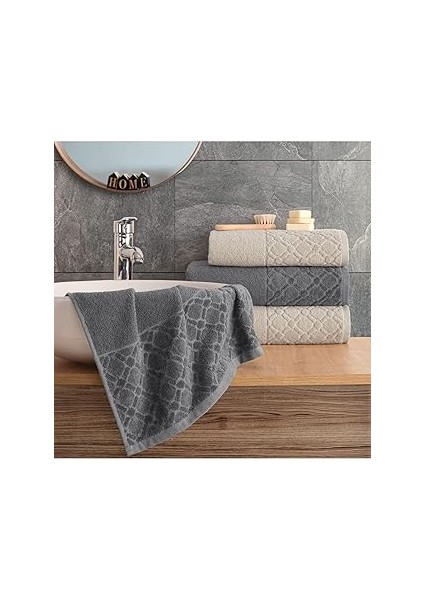 Güvenal Diana 4 Parça Kadife Kutulu Banyo Havlu Havlu Seti Çeyiz Listesi Banyo Havlusu El Yüz Havlu