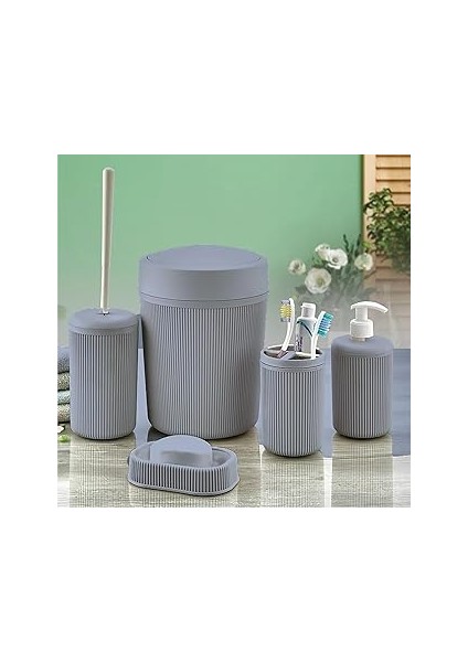 Banyo Seti, Çöp Kovası, Sıvı Sabunluk, Diş Fırçalık, Sabunluk ve Tuvalet Fırçası, 5 Par