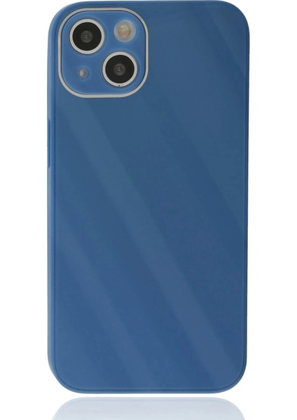 Newface iPhone 14 Plus Kılıf Glass Kapak - Mavi