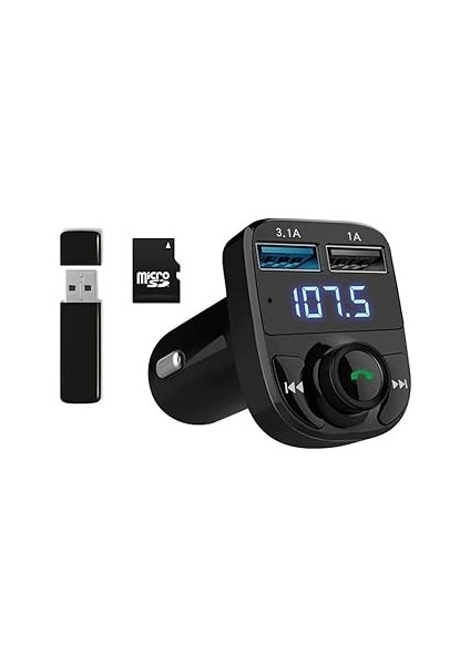 GA02 Otomatik Frekans Tanımalı Parazit Yok Fm Radyo Transmitter 3.1A Hızlı Şarj Micro Sd Bluetooth