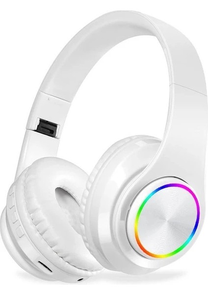 Kablosuz Kulaklık Bluetooth Mikrofonlu Kulaküstü Kulaklık LED Işıklı Katlanabilir