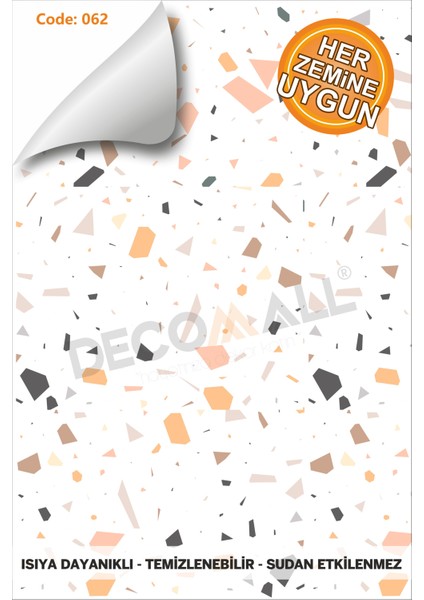 Code 62 Suya Dayanıklı Mutfak Banyo Zemin Mermer Mobilya Fayans Yapışkanlı Folyo Kaplama