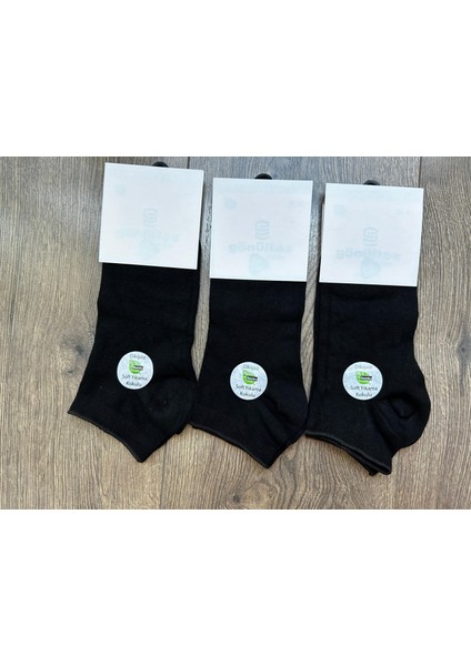 Kadın Bambu Siyah Dikişsiz Soft Yıkama Patik Çorap, Spor Çorap, Kısa Çorap 3 Adet