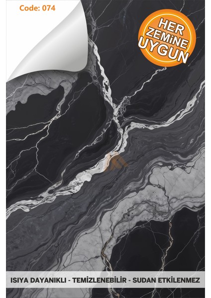 Code 74 Suya Dayanıklı Mutfak Banyo Zemin Mermer Mobilya Fayans Yapışkanlı Folyo Kaplama