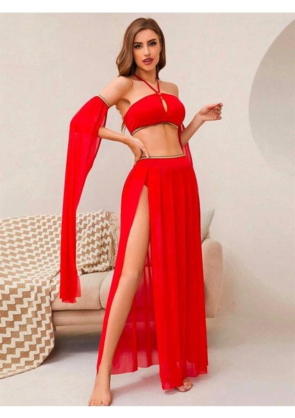 Akbeniz Kadın Danscı Kostüm Takım Kırmızı T1749 fırsatları