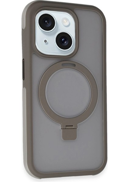 Iphone 15 Zorda Airbag Magsafe Standlı Kapak - Titan Gri Zrnet