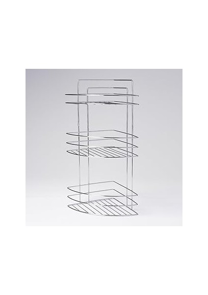 Efe Mark Premium 3 Katlı Köşeli Duş Rafı Paslanmaz Krom