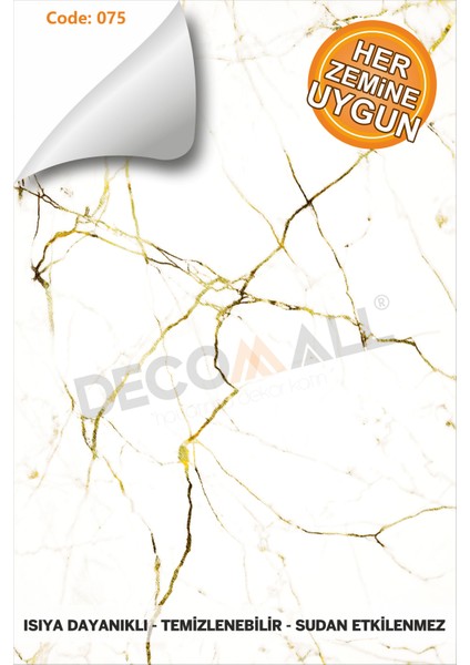 Code 75 Suya Dayanıklı Mutfak Banyo Zemin Mermer Mobilya Fayans Yapışkanlı Folyo Kaplama