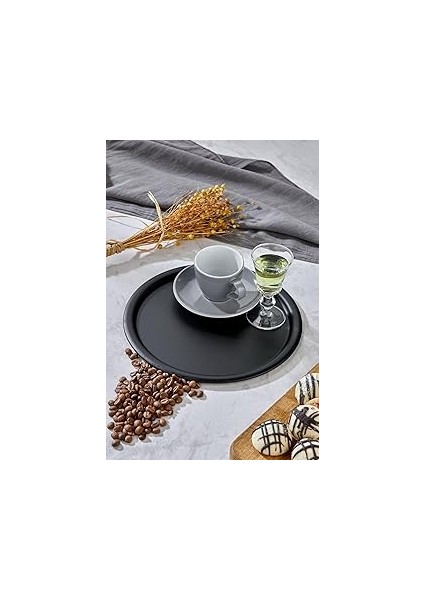 Mayaglory Manta Serisi Siyah Sunum Tepsisi, Söz Nişan Tepsisi, 22CM, Avangart Dizayn, Tek Adet