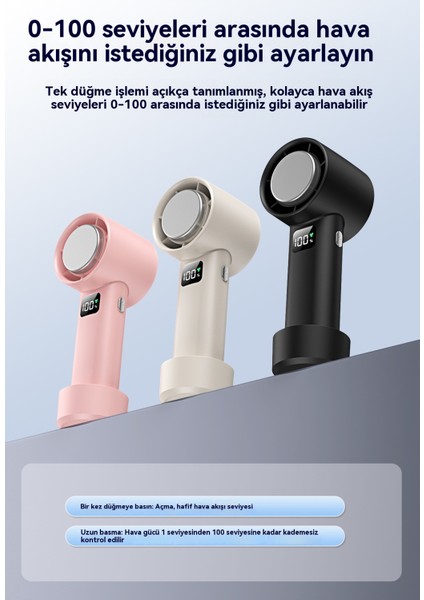 Yüksek Hızlı El USB Taşınabilir Mini Dijital Ekran Masaüstü Fan (Yurt Dışından)
