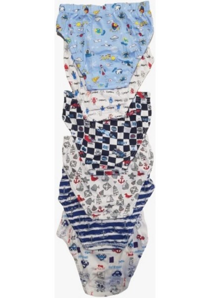 Erkek Çocuk Slip Külot Karışık Desenli 6'lı Paket Elastan Konfor 3-10 Yaş