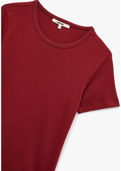 Pamuklu Kısa Kollu Bisiklet Yaka Basic Tişört modelleri