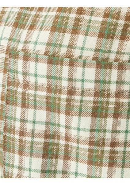 Pamuklu Gömlek Yaka Uzun Kollu Ekose Pijama Üstü