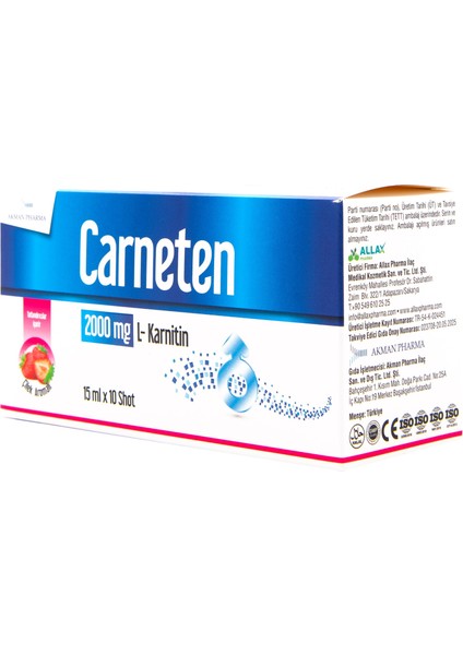 2000 Mg L-Karnitin Gıda Takviyesi – 15ML x 10 Shot modelleri
