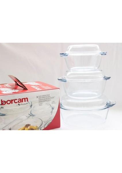 Borcam Kapaklı Yuvarlak Tencere Seti 3'lü Set 159021