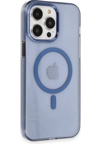 Newface iPhone 14 Pro Max Kılıf Tron Şeffaf Magsafe Kapak - Mavi