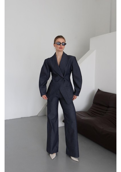 Lacivert Balon Kol Ceket Pantolon Takım indirimleri