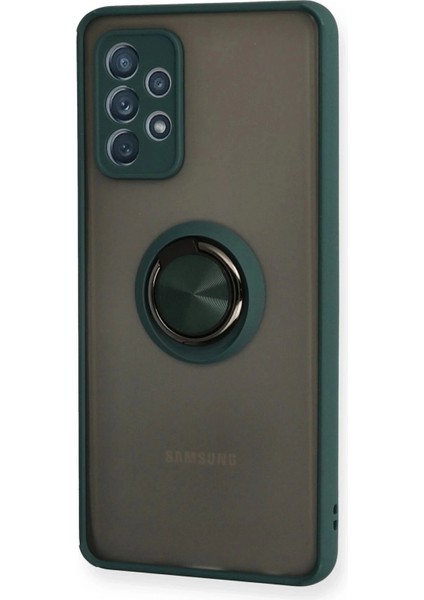 Newface Samsung Galaxy A72 Kılıf Montreal Yüzüklü Silikon Kapak - Yeşil fiyatları