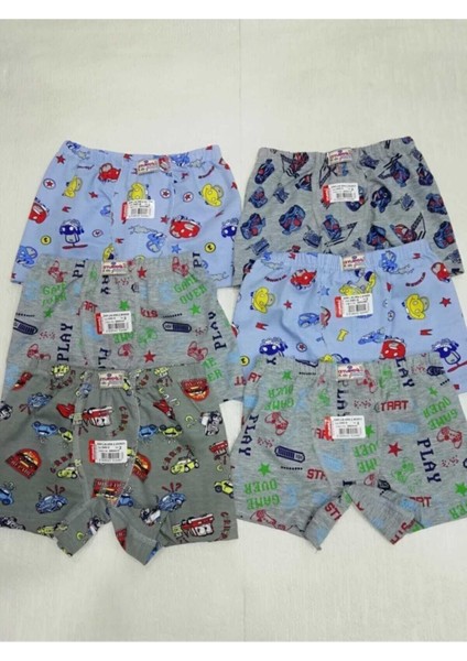 6'lı Paket Araba Desenli Erkek Çocuk Boxer