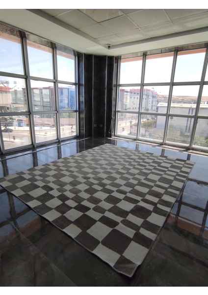 Geometrik Kare Desenli Dokuma Zarif Kilim 240*305
