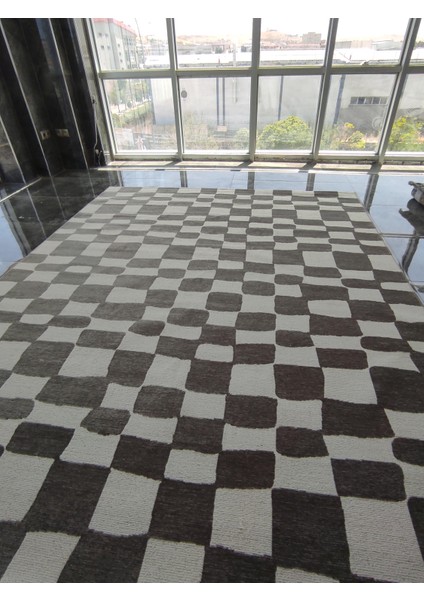 Geometrik Kare Desenli Dokuma Zarif Kilim 240*305