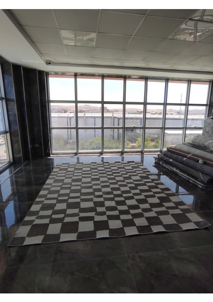 Geometrik Kare Desenli Dokuma Zarif Kilim 240*305