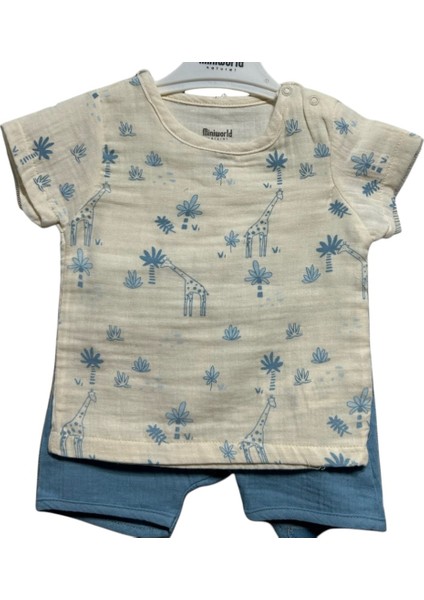 Zürafa ve Palmiye Desenli Müslin Erkek Bebek Takım fiyatları