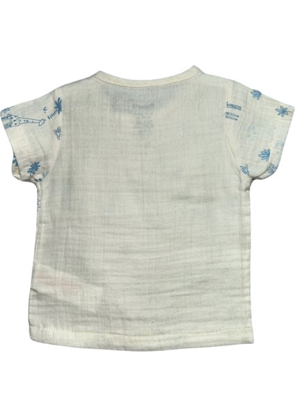 Zürafa ve Palmiye Desenli Müslin Erkek Bebek Takım fırsatları