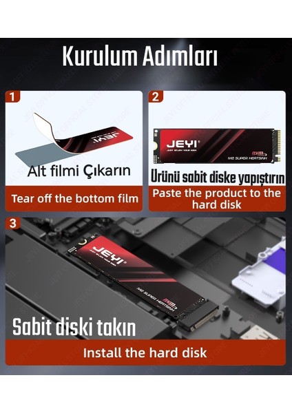 JEYI M.2 2280 Ssd Grafen Bakır Soğutucu-NVMe/SATA için Ultra İnce 0,5 mm Yüksek Isı İletkenliği Soğutma Pedi Yeni Nesil PS5/Dizüstü/Masaüstü modelleri