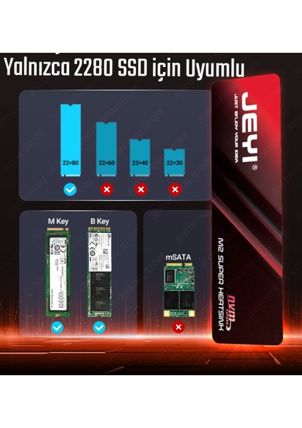 JEYI M.2 2280 Ssd Grafen Bakır Soğutucu-NVMe/SATA için Ultra İnce 0,5 mm Yüksek Isı İletkenliği Soğutma Pedi Yeni Nesil PS5/Dizüstü/Masaüstü