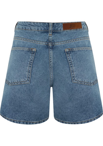 Mona 699 Yüksek Bel Açık Mavi Regular Jeans Şort Kadın