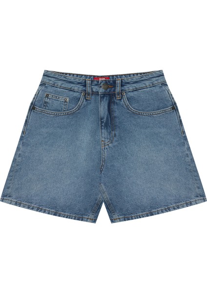 Mona 699 Yüksek Bel Açık Mavi Regular Jeans Şort Kadın