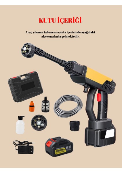 Kablosuz Yüksek Basınçlı Yıkama Tabancası | 460W | 290 PSI | 6 Başlık modelleri