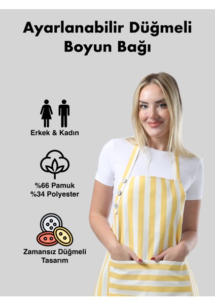 Boyun Ayarlı,sugeçirmez, Şef, Aşçı, Mutfak Önlüğü, Cafe, Barista, Kuaför, Ressam ve Çiçekçi Önlükleri, Sarı ve Beyaz Çizgili Önlük fiyatları