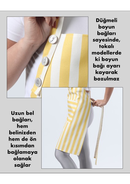 Boyun Ayarlı,sugeçirmez, Şef, Aşçı, Mutfak Önlüğü, Cafe, Barista, Kuaför, Ressam ve Çiçekçi Önlükleri, Sarı ve Beyaz Çizgili Önlük fırsatları