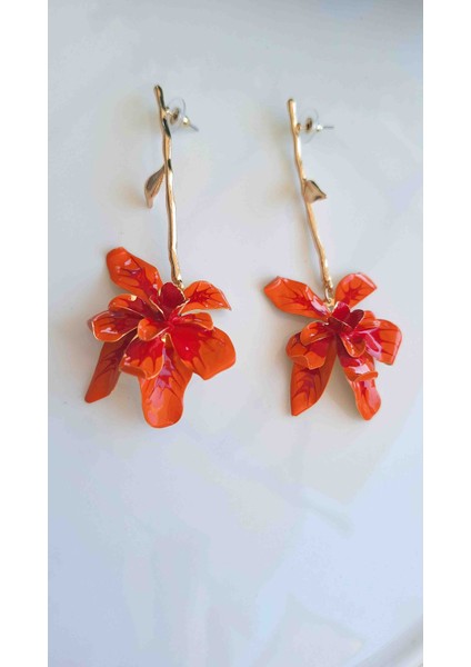 Çiçek Küpe Turuncu