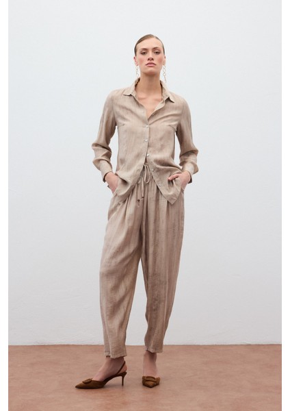 Batık Desenli Pantolon - Bej modelleri