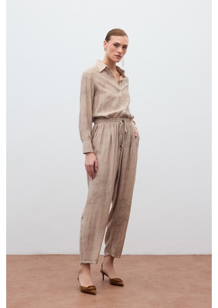 Batık Desenli Pantolon - Bej indirimleri