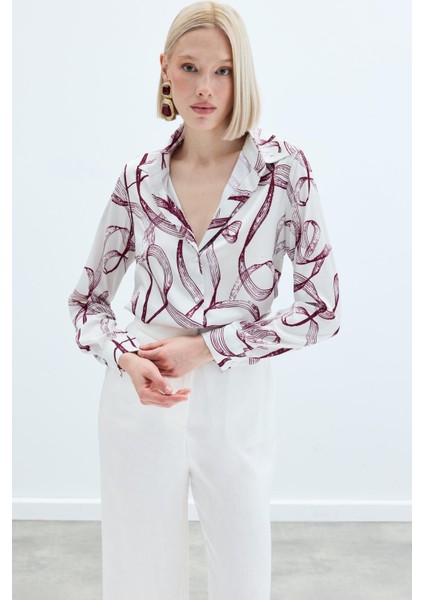 Desenli Klasik Gömlek - Bordo indirimleri