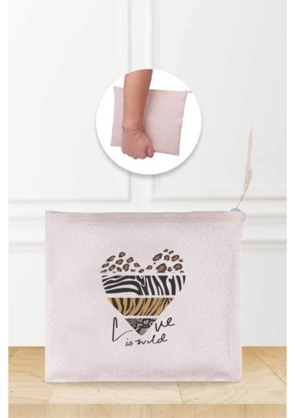 Sevimli Kalpli Hayvan Desenli Keten Makyaj Çantası, Şık ve Kullanışlı Tasarım