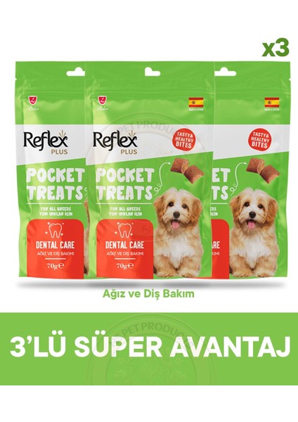 Pocket Treats Ağız ve Diş Bakımı Için Köpek Ödül Maması 3lü Fırsat 3X70GR