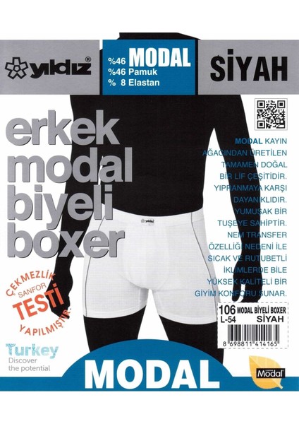 3'lü Siyah Modal Biyeli Erkek Boxer 106 fiyatları