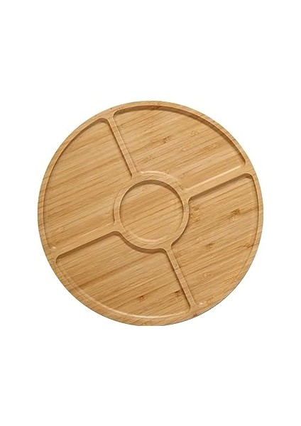 Sunum Tabağı Çerezlik Doğal Ahşap Şık ve Dayanıklı Sunumluk (Beşli Yuvarlak)